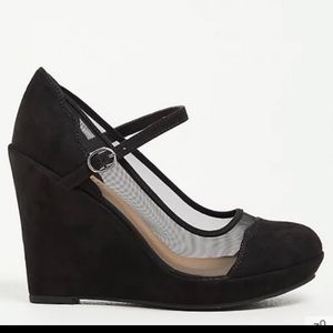 Black Faux Suede Platform Wedge (WW)
